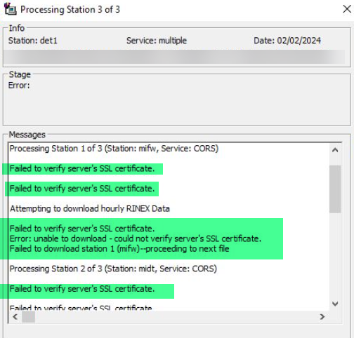 Failed to verify server's SSL certificate